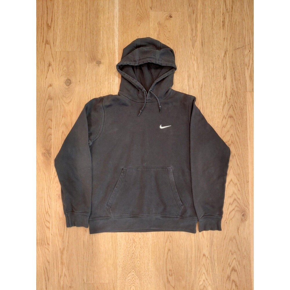 Men's Nike Essentials Black White Mini Logo Hoodie Pullover Sweatshirt Sz M